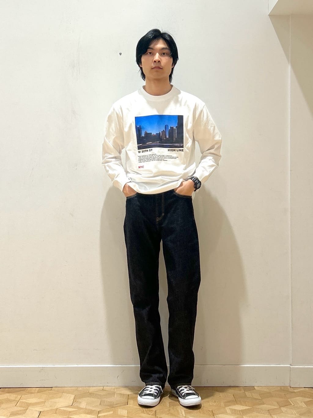KAZUKIさんの「Dessin｜◆【ユニセックス・洗える】フォトプリントロングスリーブTシャツ」を使ったコーディネート