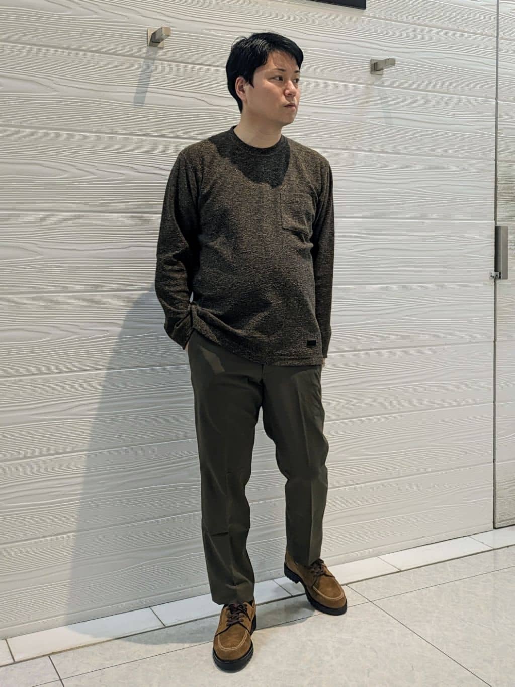 かずさんの「TAKEO KIKUCHI｜【ウールカシミヤブレンド】ビーバー調 スタンドカラー コート」を使ったコーディネート
