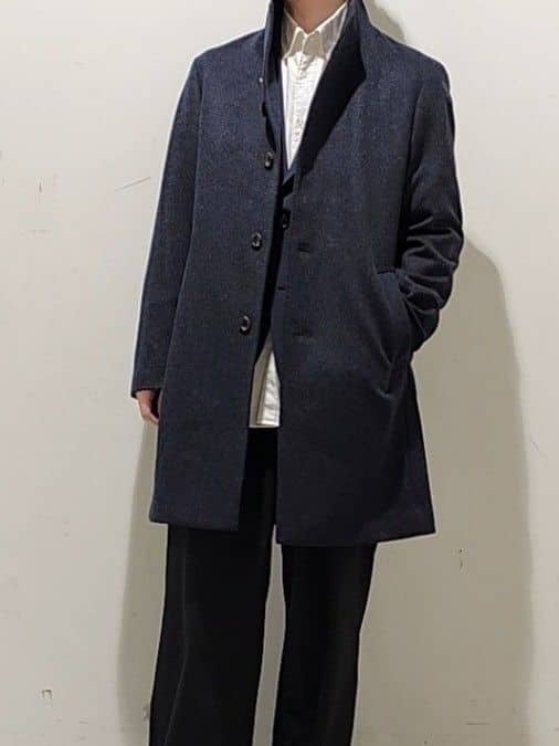 Maedaさんの「TAKEO KIKUCHI｜【ウールカシミヤブレンド】ビーバー調 スタンドカラー コート」を使ったコーディネート