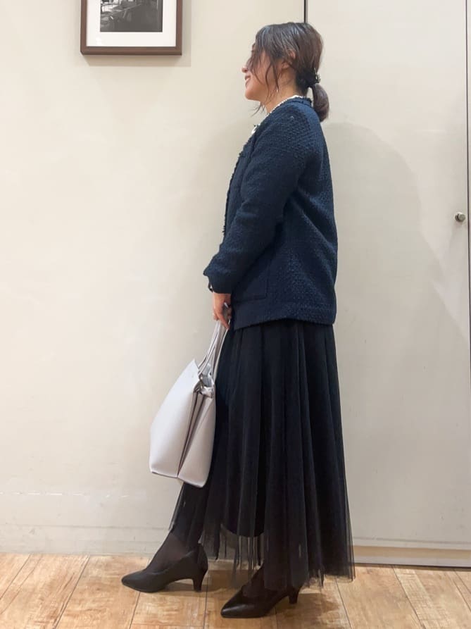 harusakuさんの「SHOO･LA･RUE｜◆【S-3L/セレモニーからデイリーまで】フリンジツイードジャケット」を使ったコーディネート