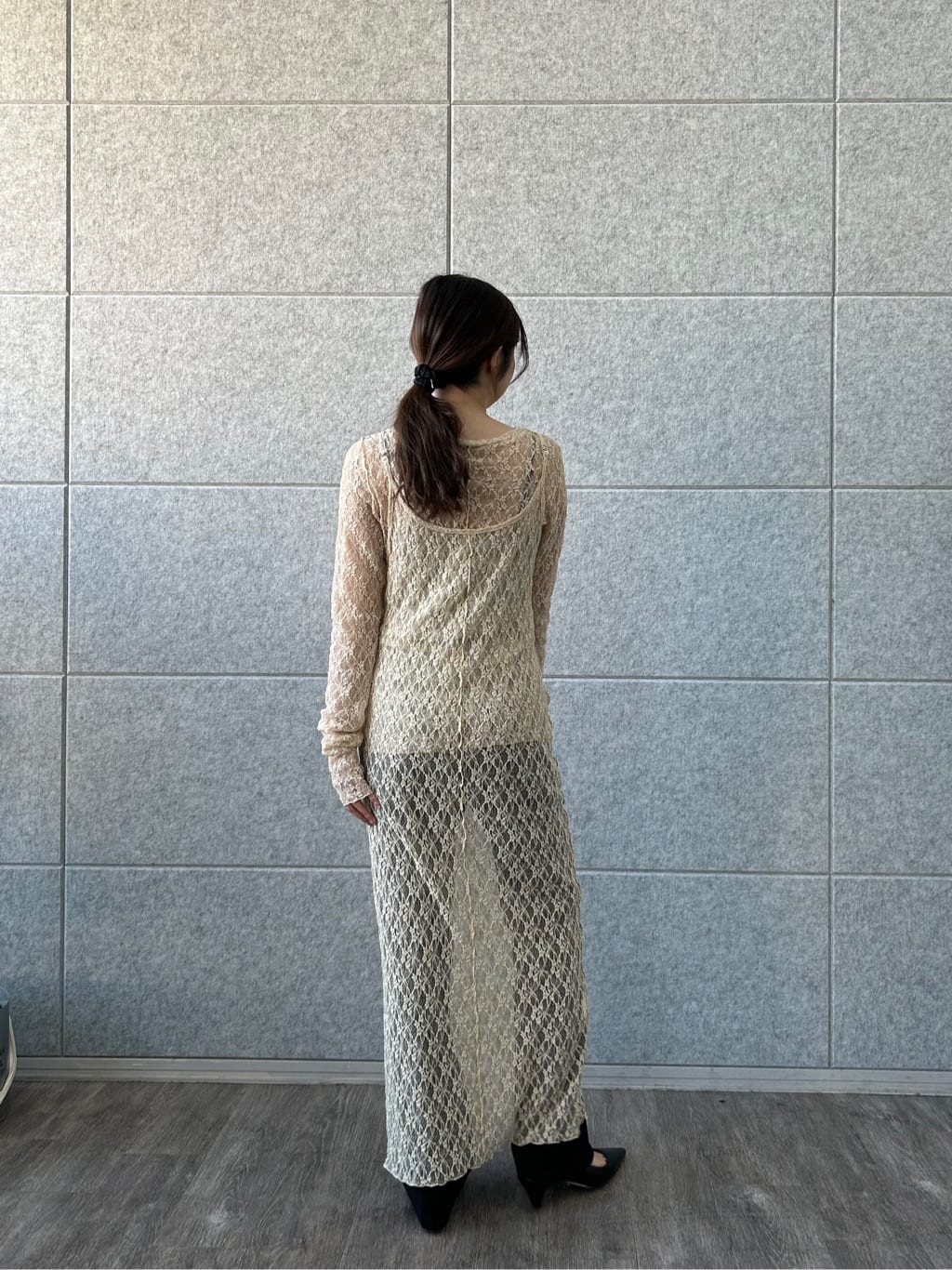 ishikawaさんの「CODE A｜stretch lace cami dress」を使ったコーディネート