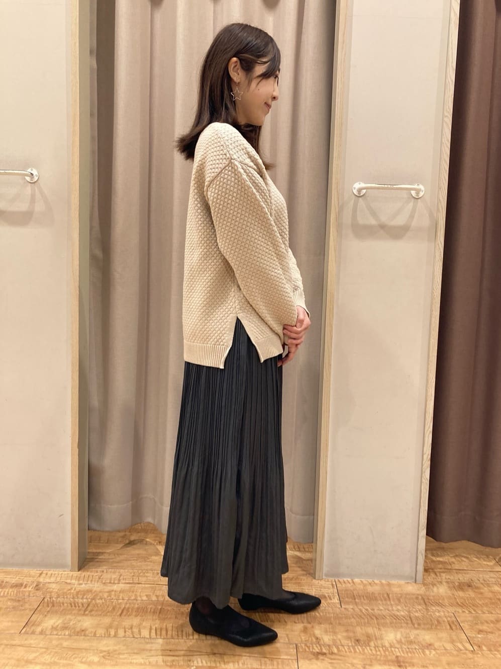 hashiさんの「SHOO･LA･RUE｜◆【高レビュー/洗える/S-LL】ポコポコの表面感が魅力 ラーベン柄ニット」を使ったコーディネート