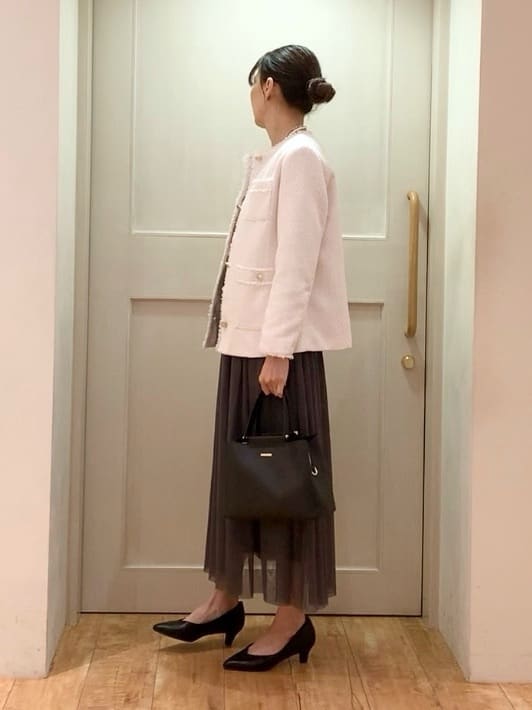 tamuさんの「SHOO･LA･RUE｜◆【S-3L/セレモニーからデイリーまで】フリンジツイードジャケット」を使ったコーディネート