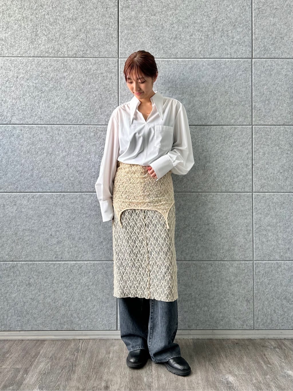 harunaさんの「CODE A｜stretch lace cami dress」を使ったコーディネート