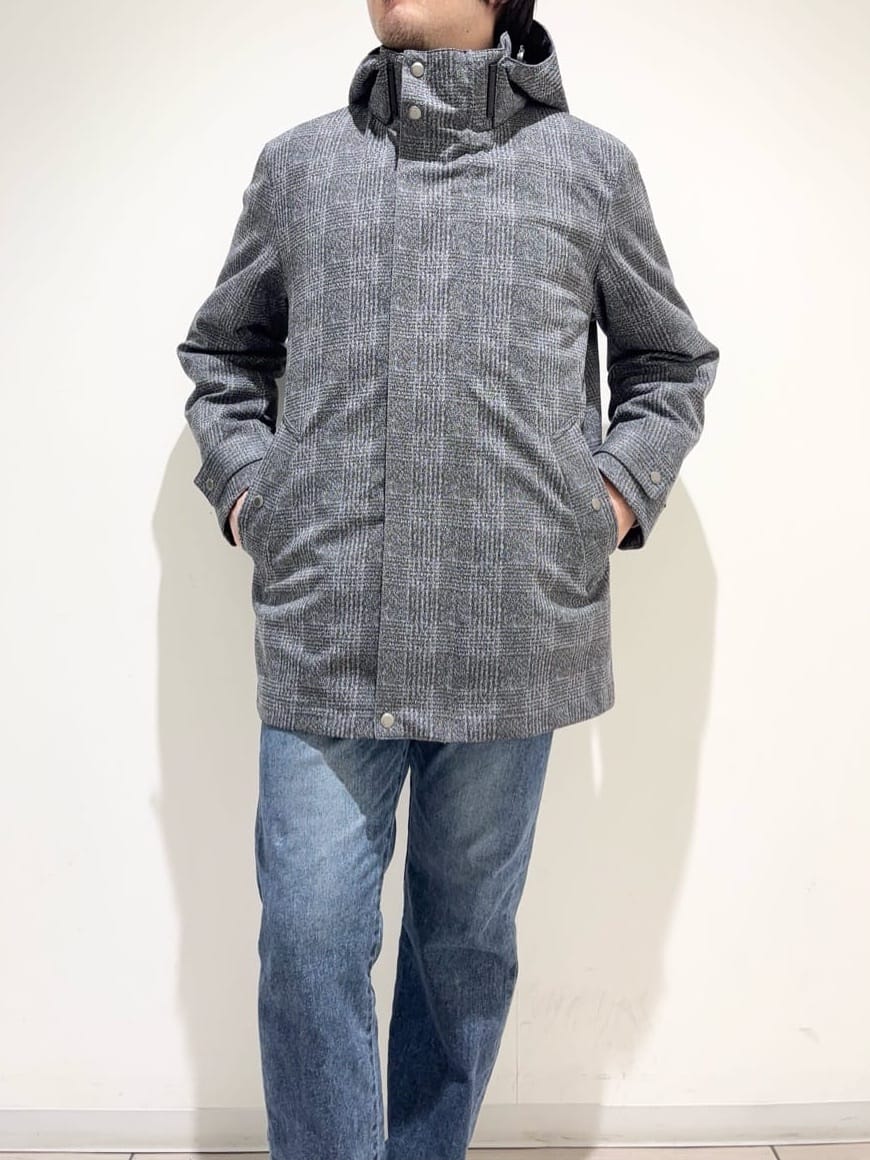 及川さんの「TAKEO KIKUCHI｜【3WAY】ジャカード グレンチェック ダウンライナー ブルゾン」を使ったコーディネート