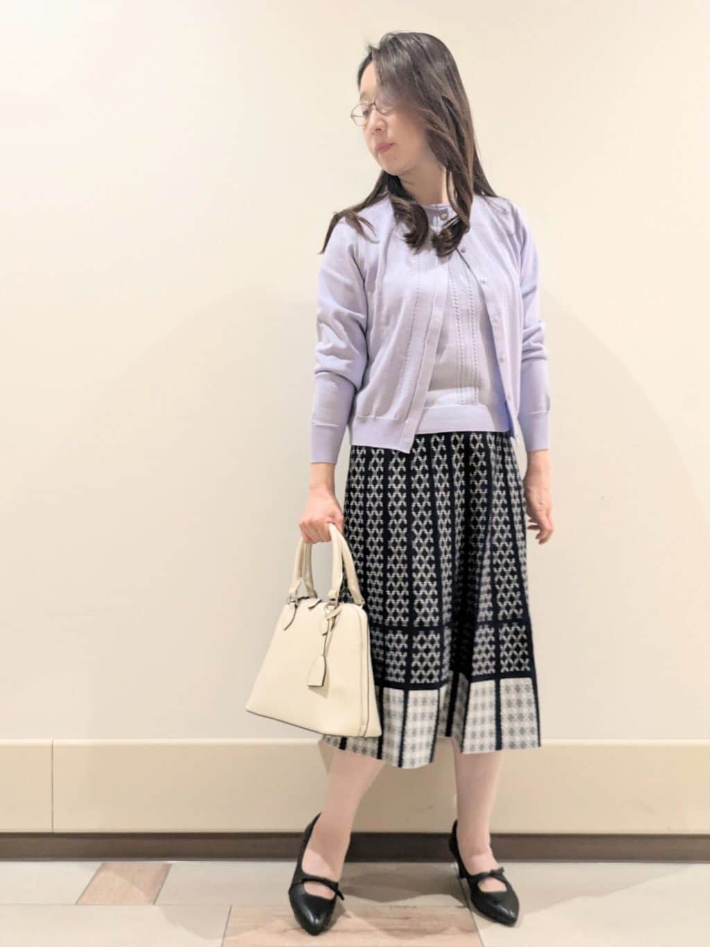 imamiさんの「Reflect｜◆【WEB限定カラーあり／アンサンブル可】比翼仕立てニットカーディガン」を使ったコーディネート