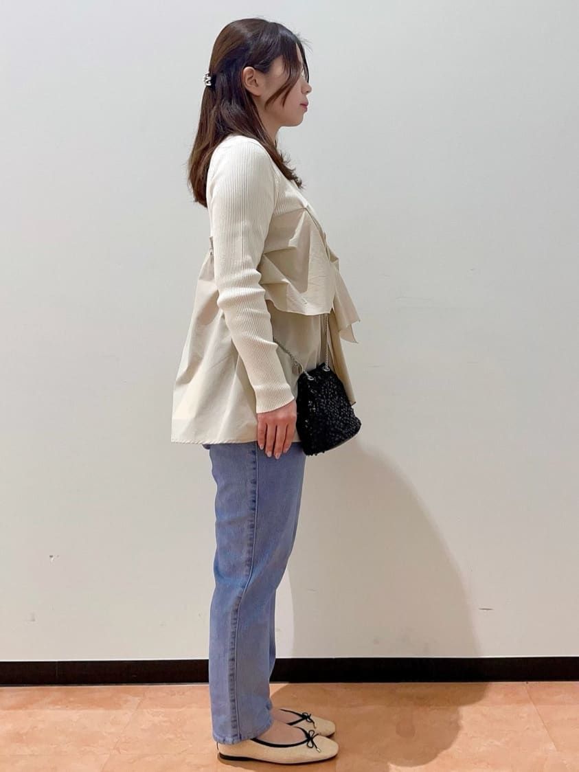 ayumiさんの「OPAQUE.CLIP｜◆リボンビスチェドッキングニット【洗濯機洗い可】」を使ったコーディネート