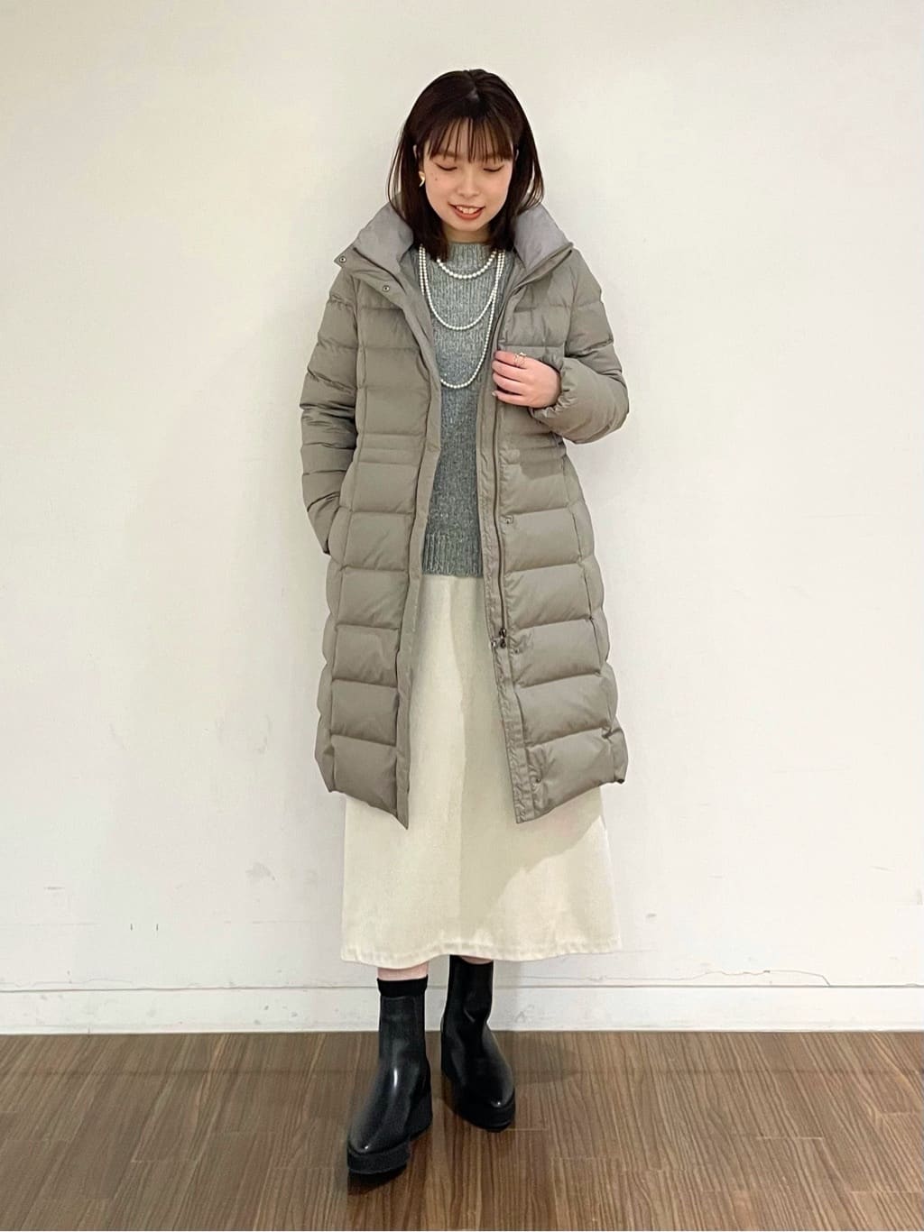ねねさんの「INDIVI｜【マルチWAY】3点セットパール調ネックレス」を使ったコーディネート