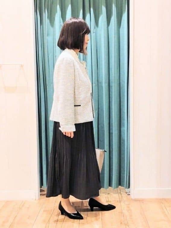ゆーさんさんの「SHOO･LA･RUE｜◆【S-3L】セレモニーからデイリーにも 軽くて柔らかくて着心地の良い カットツイードジャケット」を使ったコーディネート