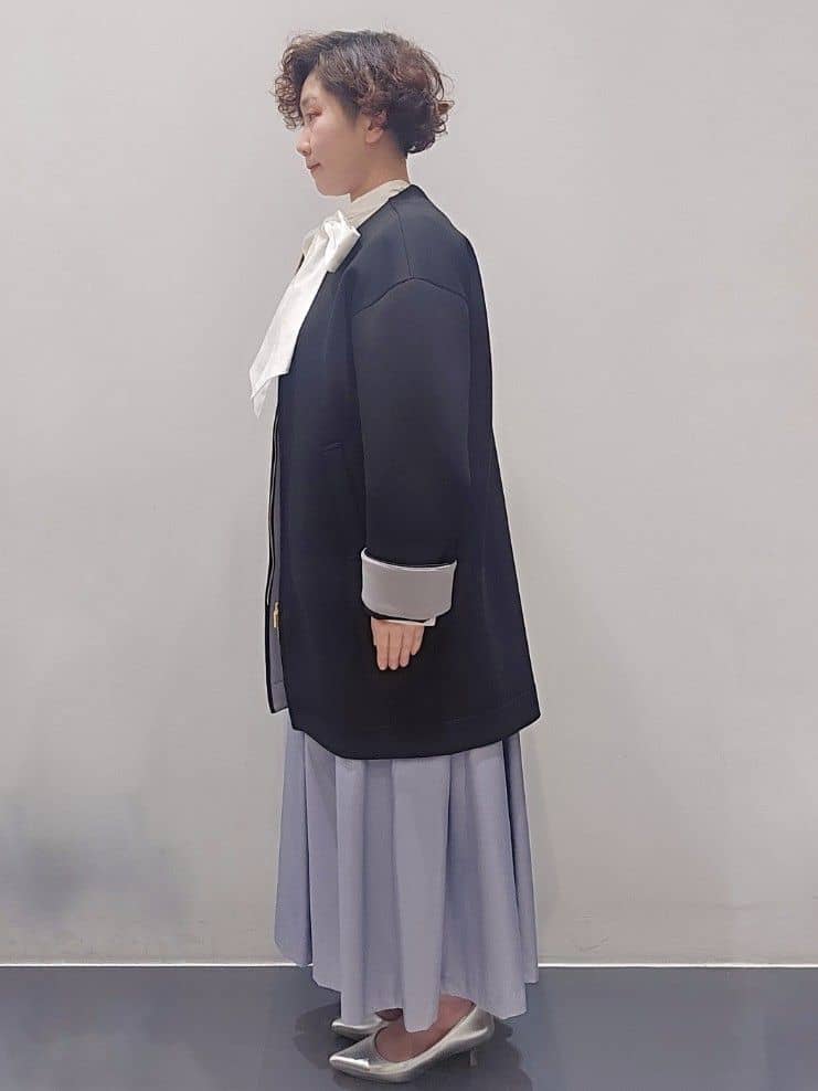 ゆきをさんの「OPAQUE.CLIP｜◆ノーカラーZIPミドルコート【洗濯機洗い可／抗ピル】」を使ったコーディネート