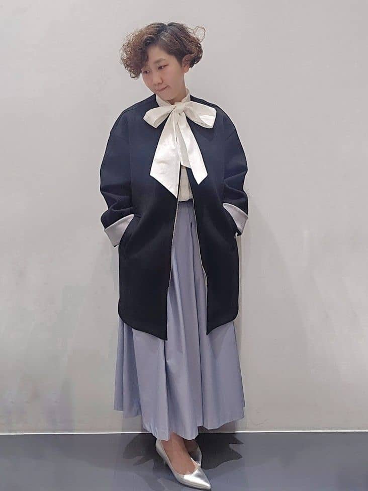 ゆきをさんの「OPAQUE.CLIP｜◆ノーカラーZIPミドルコート【洗濯機洗い可／抗ピル】」を使ったコーディネート
