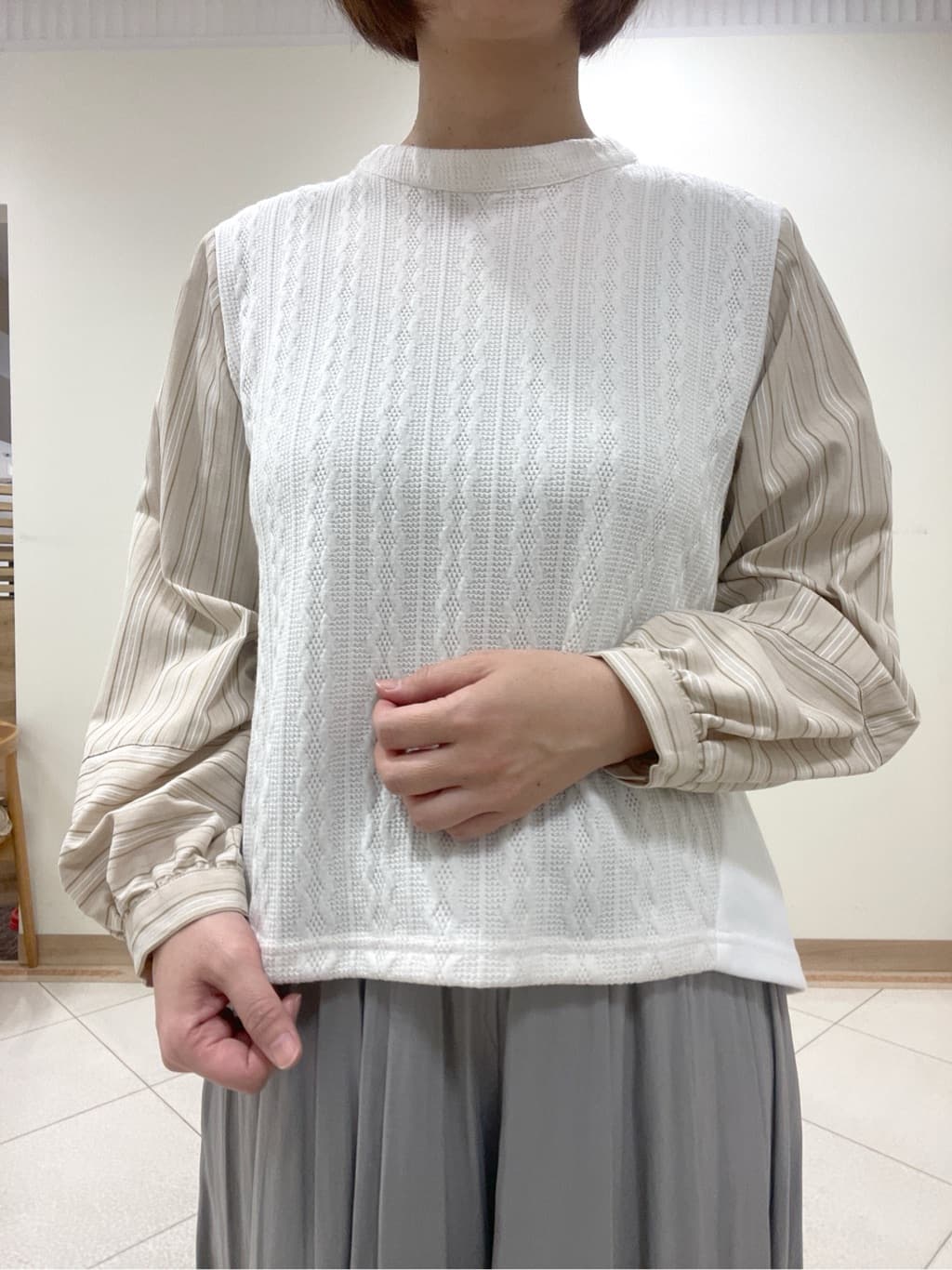 hanaさんの「Reflect｜◆【夏SALE／E‐QUALITY／洗える】異素材ミックスプルオーバー」を使ったコーディネート