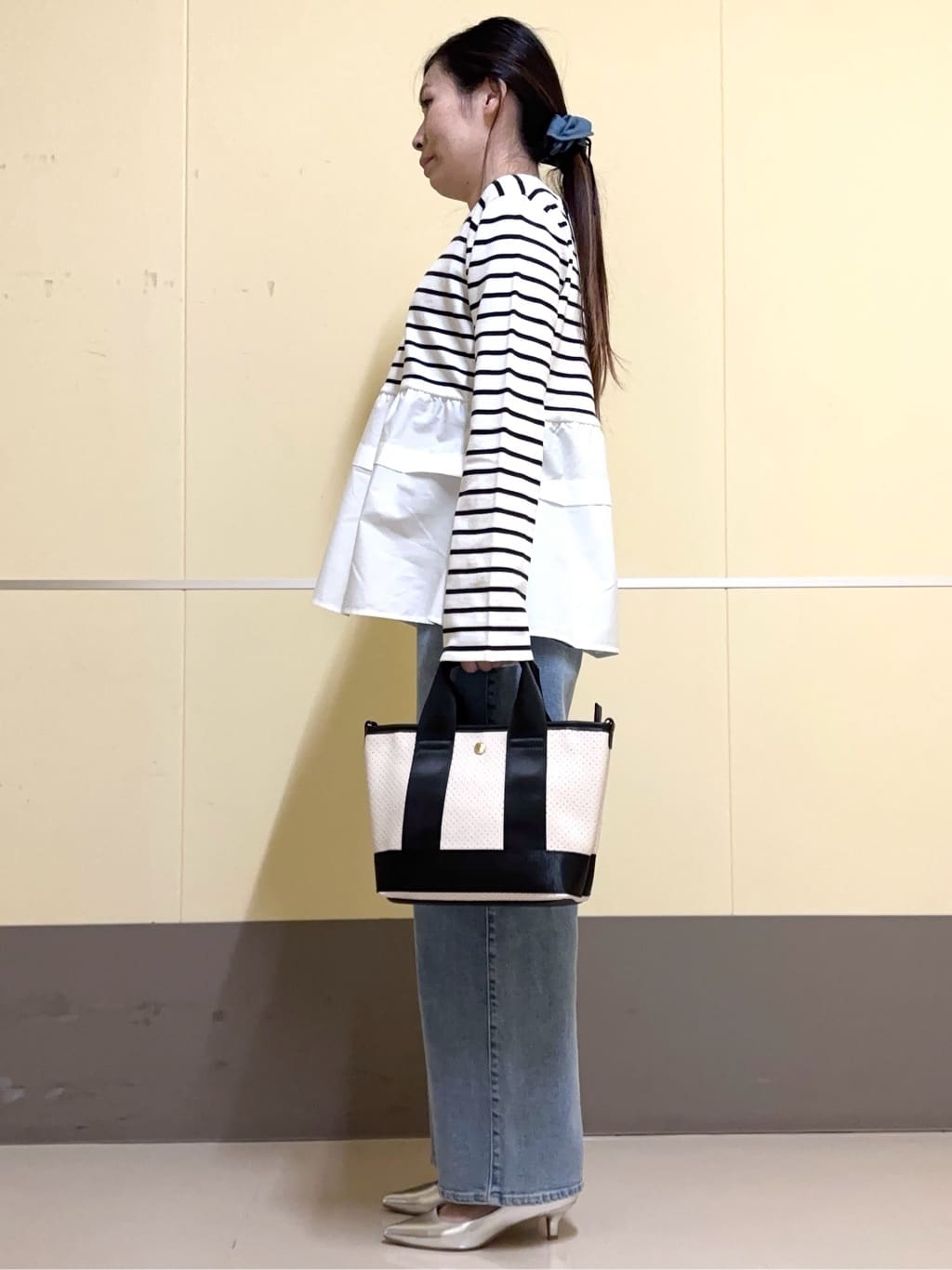 あきさんの「OPAQUE.CLIP｜◆ペプラムドッキングニット【洗濯機洗い可】」を使ったコーディネート
