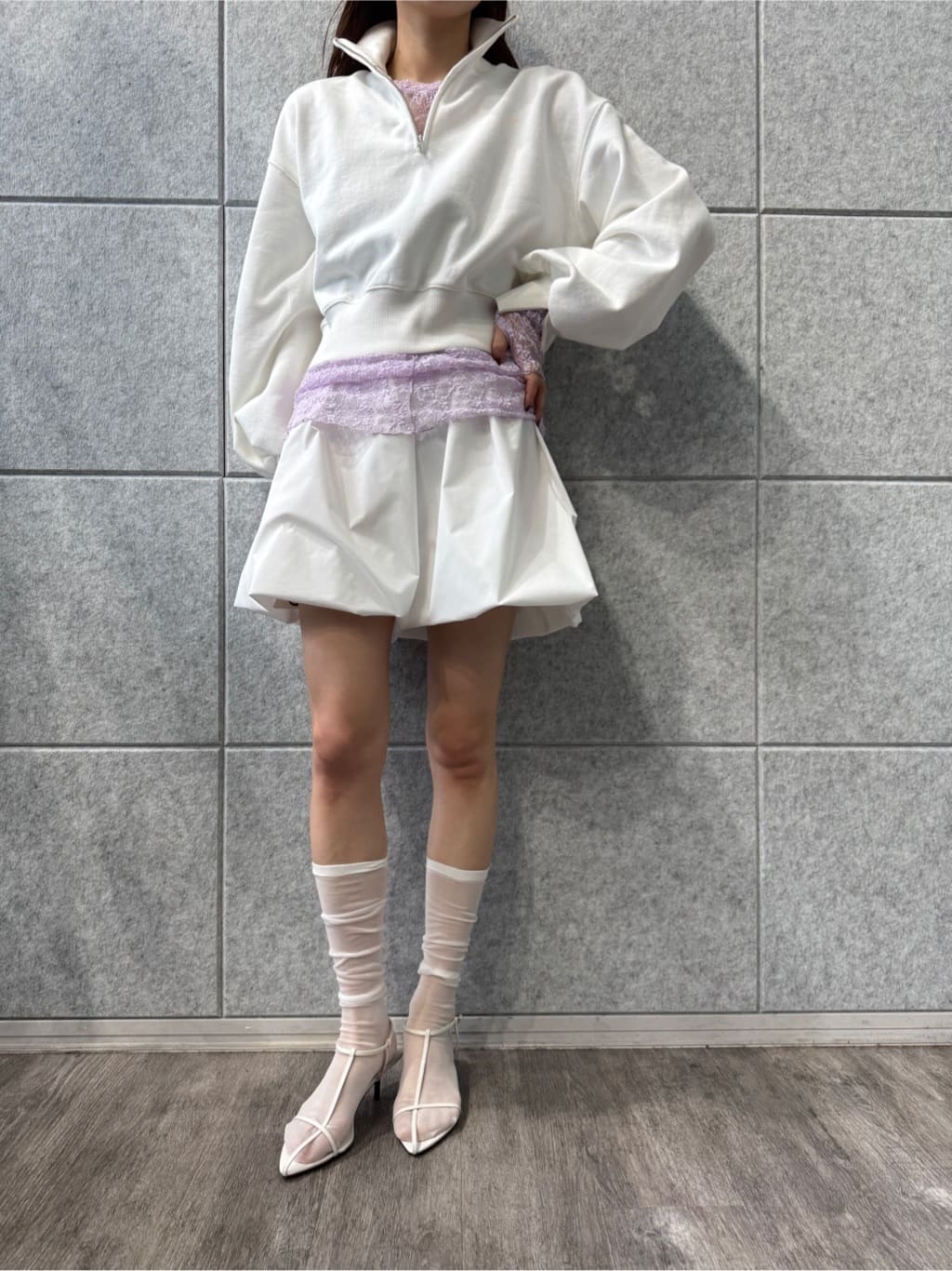 miyu maesakaさんの「CODE A｜puff zip sweat」を使ったコーディネート