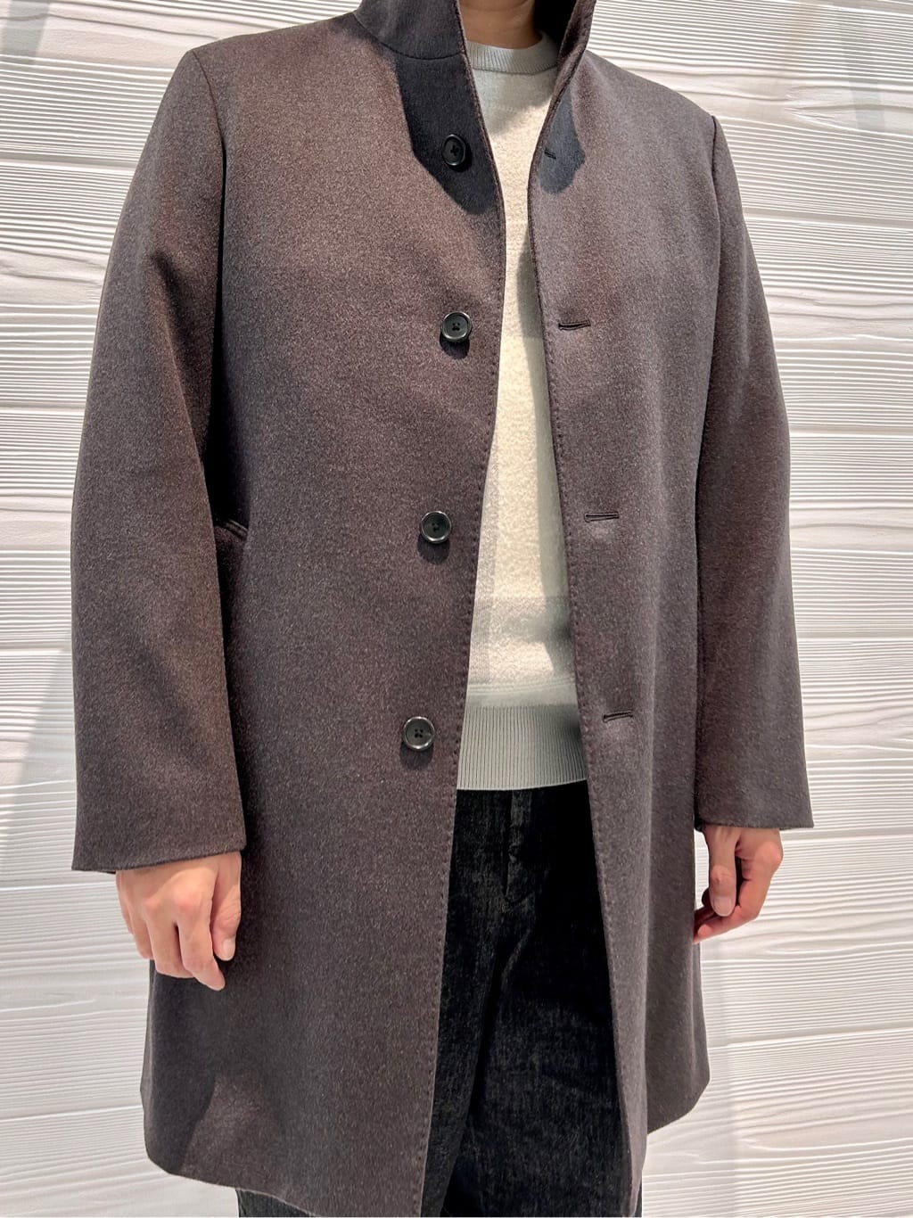すーさんの「TAKEO KIKUCHI｜【ウールカシミヤブレンド】ビーバー調 スタンドカラー コート」を使ったコーディネート