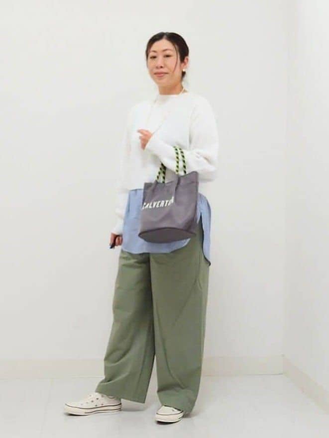 KJさんの「Dessin｜◆【洗える】シャツレイヤード風ニット」を使ったコーディネート