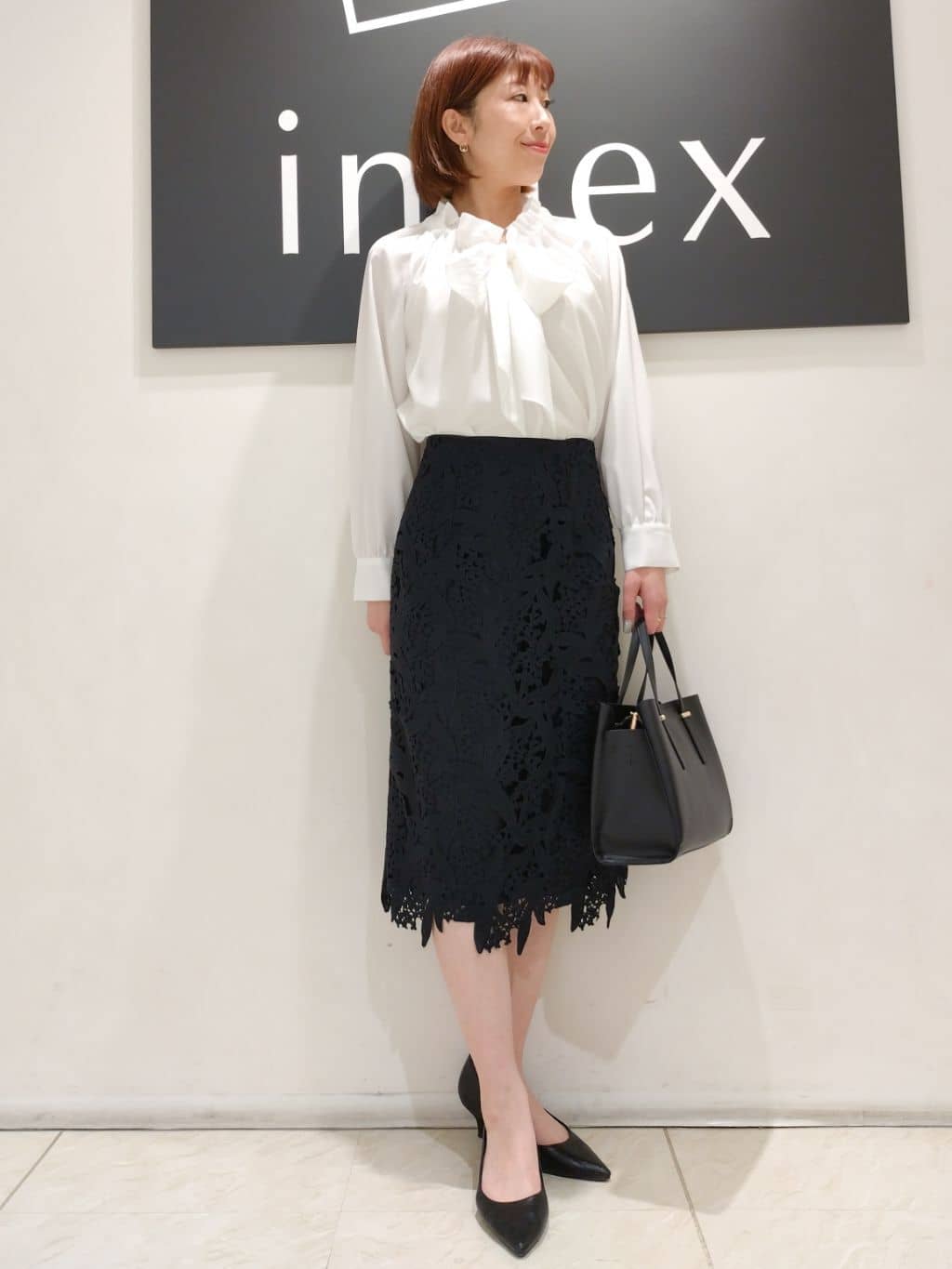 n.さんの「index｜◆フリルギャザーボウタイブラウス【洗濯機可】」を使ったコーディネート