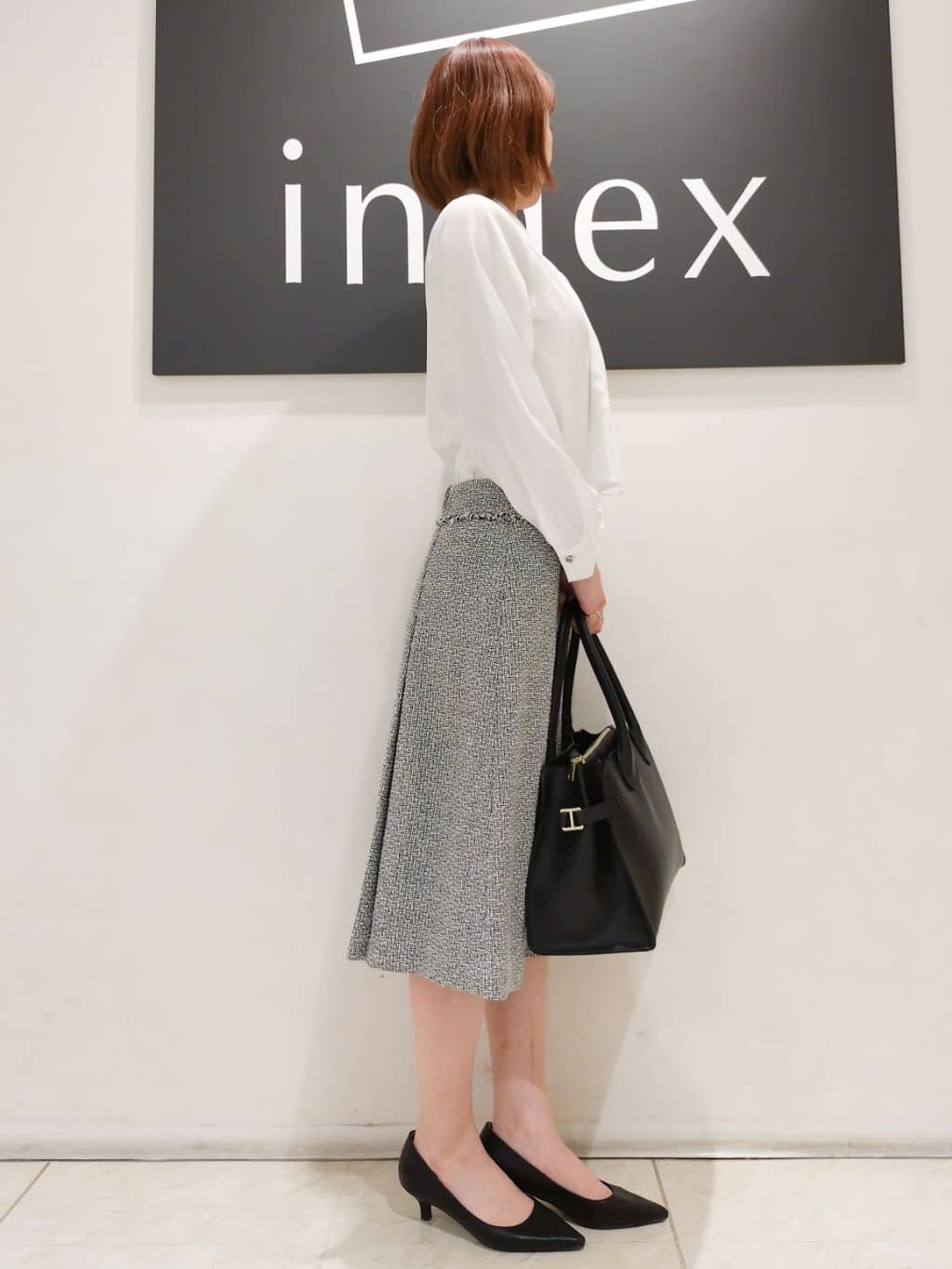 n.さんの「index｜◆スムース合皮デザインミドルボストンバッグ」を使ったコーディネート