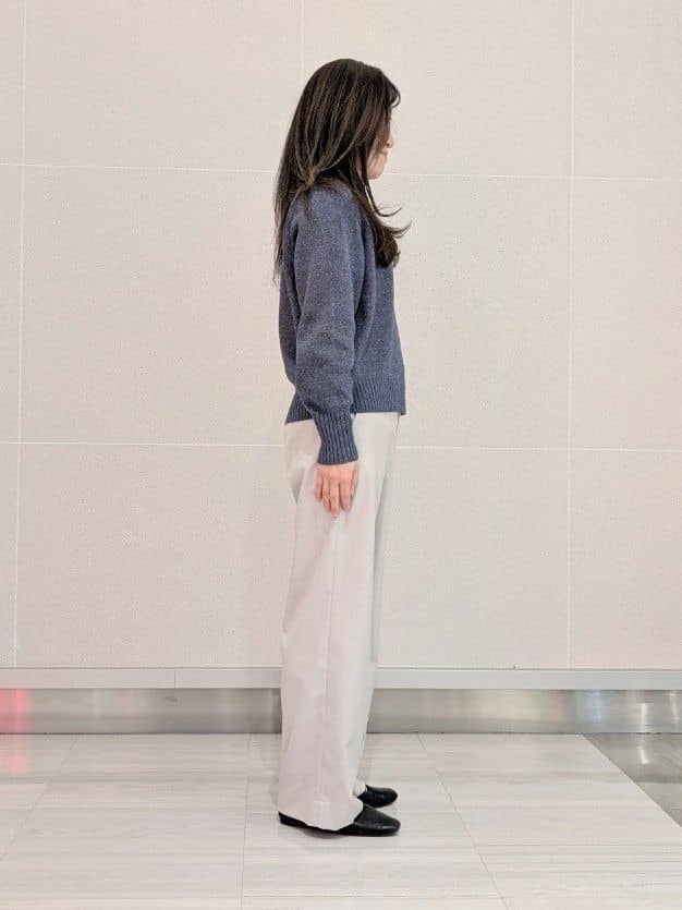 Rieさんの「UNTITLED｜◆【後ろウエストゴム/洗える】梳毛調ソフトワイドパンツ」を使ったコーディネート