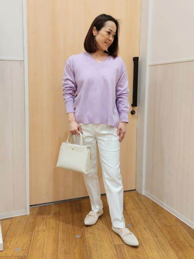 Kさんの「SHOO･LA･RUE｜◆【高レビュー/洗える/美脚シルエット】ソフトスティックパンツ」を使ったコーディネート