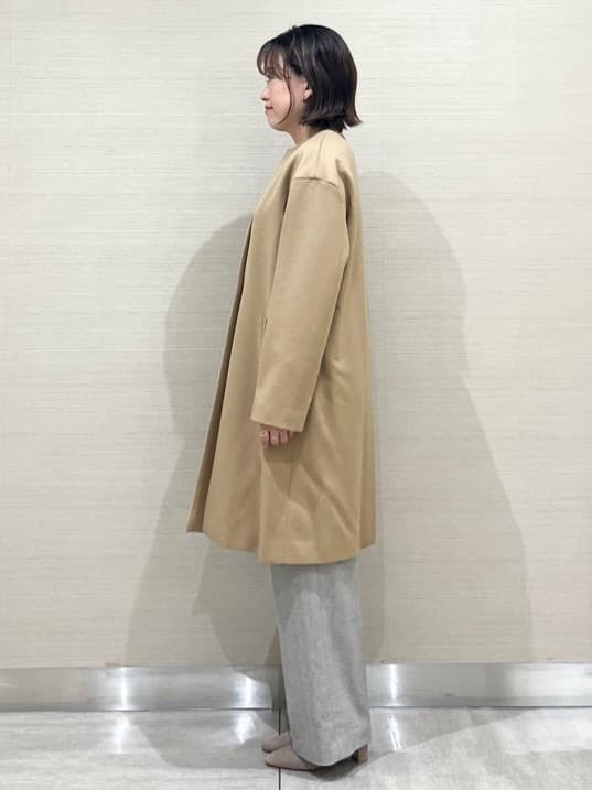 なつよさんの「UNTITLED｜【日本製／通勤／フォーマル】カシミヤ混ノーカラーコート」を使ったコーディネート