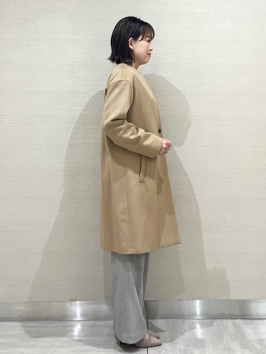 なつよさんの「UNTITLED｜【日本製／通勤／フォーマル】カシミヤ混ノーカラーコート」を使ったコーディネート