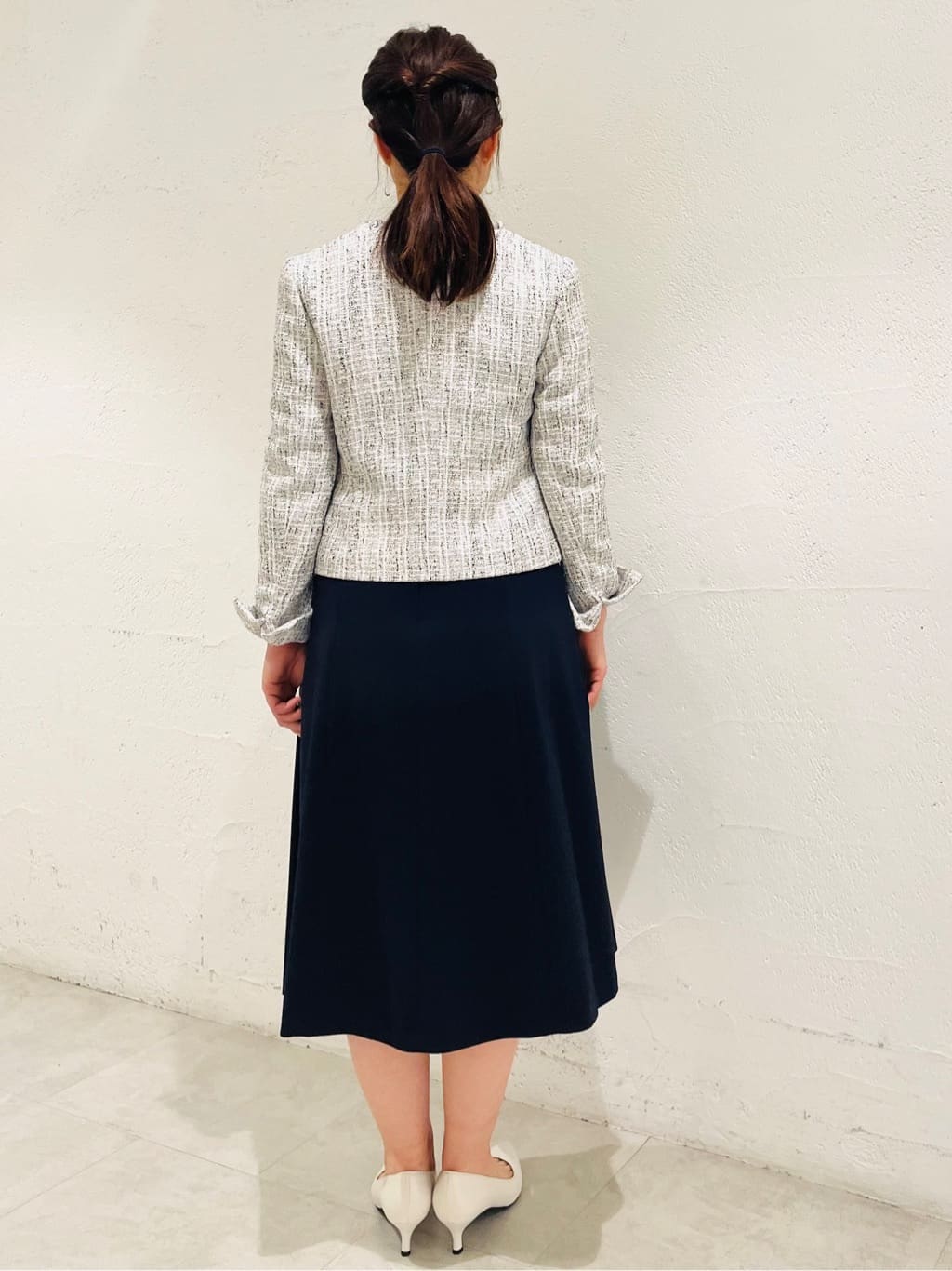 CHISATOさんの「UNTITLED｜◆【入卒/セレモニー/通勤】ラメツイード ノーカラージャケット」を使ったコーディネート