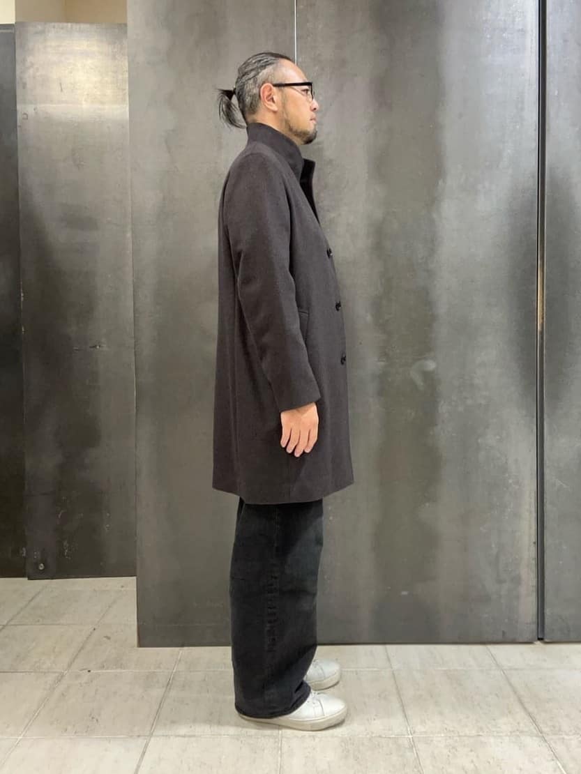 coheyさんの「TAKEO KIKUCHI｜【ウールカシミヤブレンド】ビーバー調 スタンドカラー コート」を使ったコーディネート
