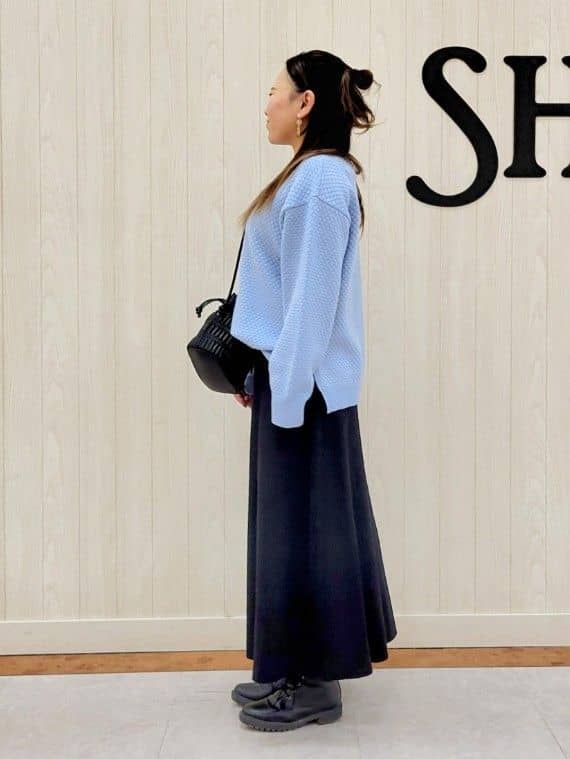 nanahachiさんの「SHOO･LA･RUE｜◆【高レビュー/洗える/S-LL】ポコポコの表面感が魅力 ラーベン柄ニット」を使ったコーディネート