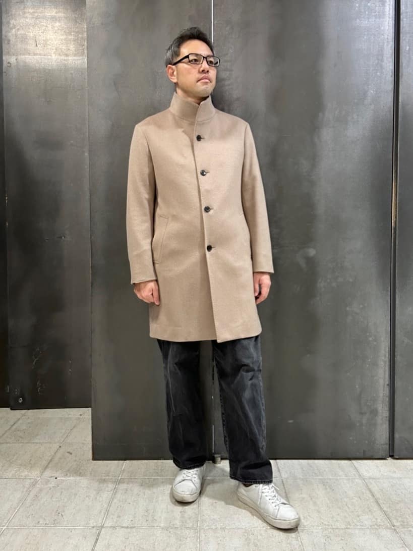 coheyさんの「TAKEO KIKUCHI｜【ウールカシミヤブレンド】ビーバー調 スタンドカラー コート」を使ったコーディネート