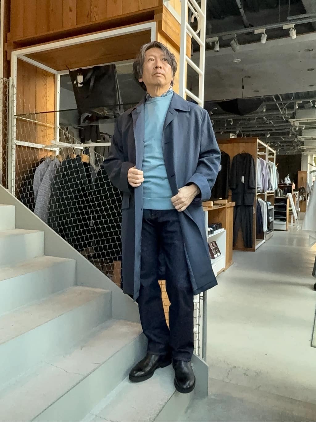 デザイナーTAKEman さんの「TAKEO KIKUCHI｜【モンスターストレッチ】日本製 ワンウォッシュ デニムパンツ」を使ったコーディネート