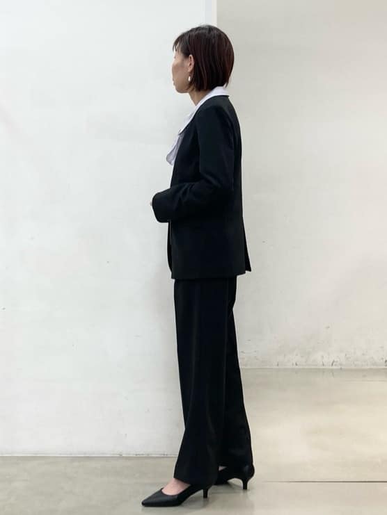 fujiさんの「THE SHOP TK｜◆【汚れ防止／シワになりにくい／セレモニー／通勤】ダブルクロスノーカラージャケット／洗える／サスティ」を使ったコーディネート