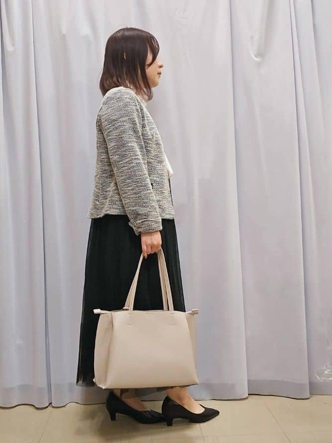 かなさんの「SHOO･LA･RUE｜◆【S-3L】セレモニーからデイリーにも 軽くて柔らかくて着心地の良い カットツイードジャケット」を使ったコーディネート