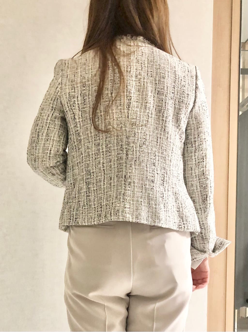 sayuさんの「UNTITLED｜◆【入卒/セレモニー/通勤】ラメツイード ノーカラージャケット」を使ったコーディネート