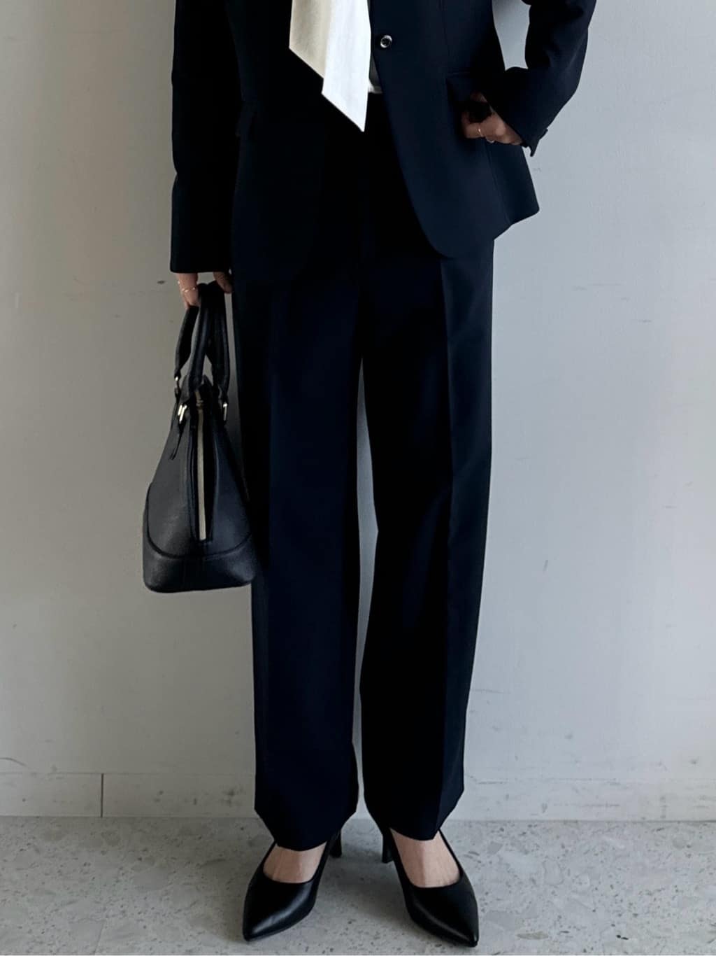 omaさんの「THE SHOP TK｜◆【汚れ防止／シワになりにくい／セレモニー／通勤】ダブルクロスノーカラージャケット／洗える／サスティ」を使ったコーディネート