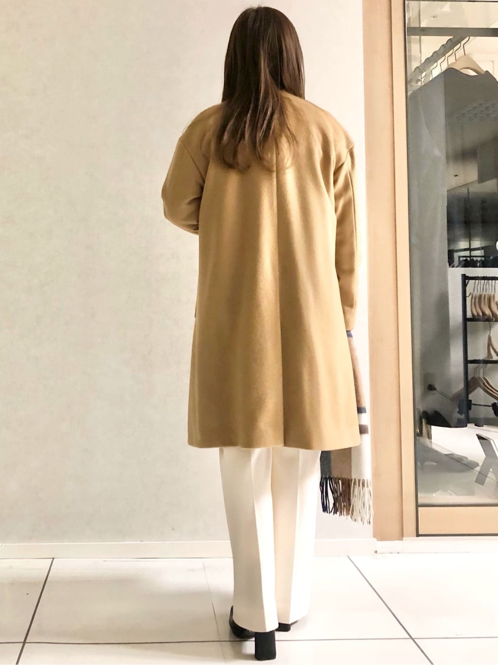 sayuさんの「UNTITLED｜【日本製／通勤／フォーマル】カシミヤ混ノーカラーコート」を使ったコーディネート
