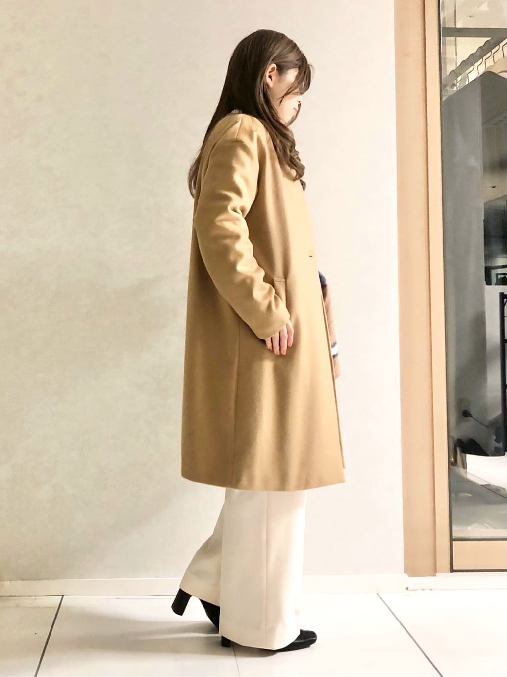 sayuさんの「UNTITLED｜【日本製／通勤／フォーマル】カシミヤ混ノーカラーコート」を使ったコーディネート