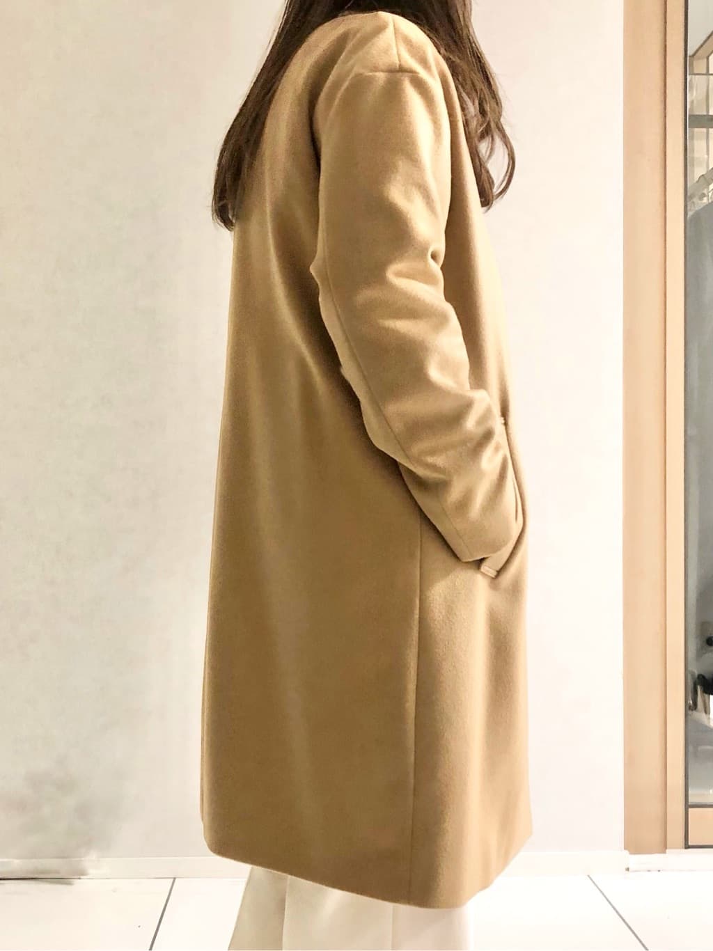 sayuさんの「UNTITLED｜【日本製／通勤／フォーマル】カシミヤ混ノーカラーコート」を使ったコーディネート