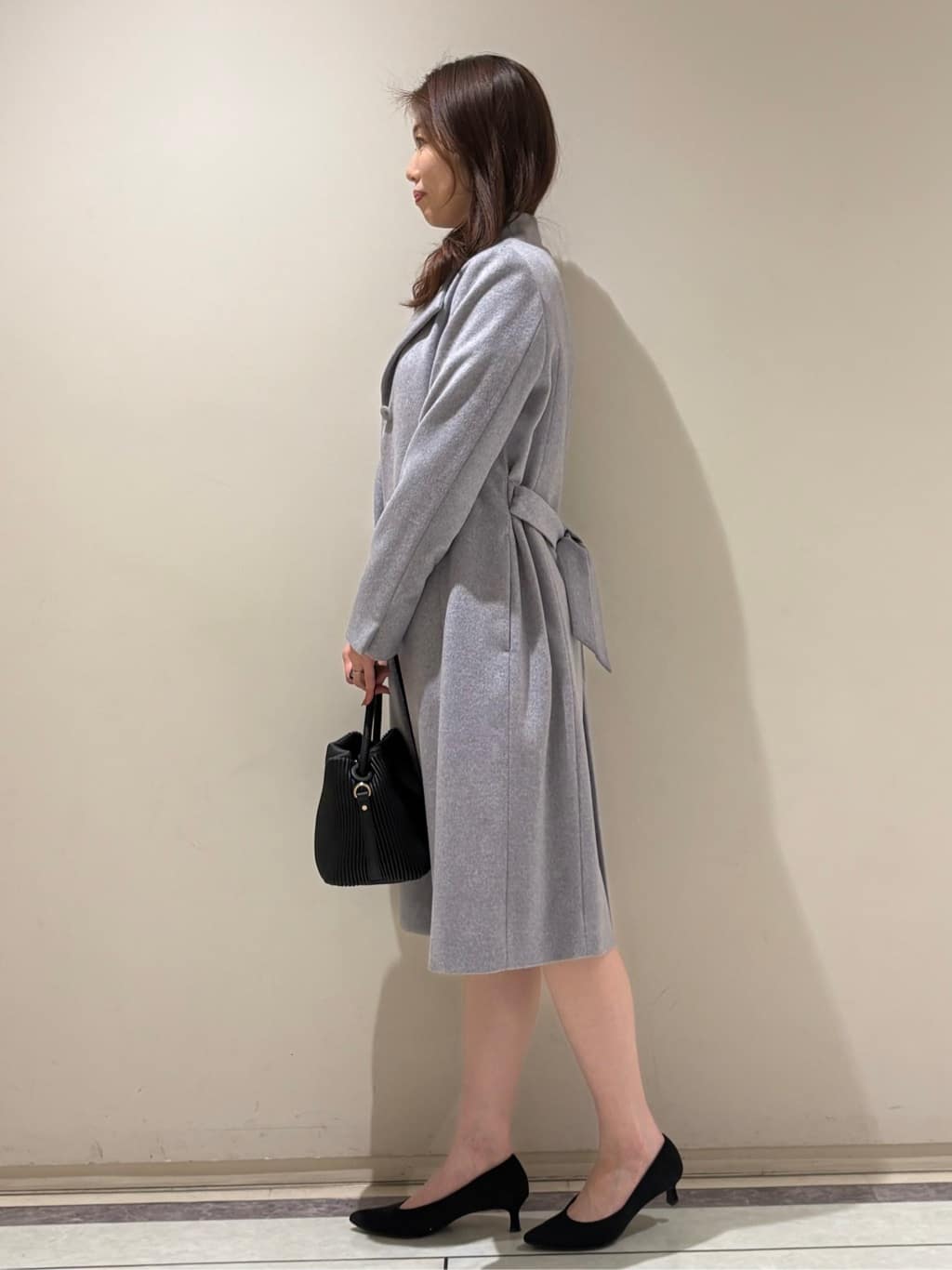 sakiさんの「COUP DE CHANCE｜【カシミヤ混／日本製】Iラインスタンドウィングカラーコート」を使ったコーディネート
