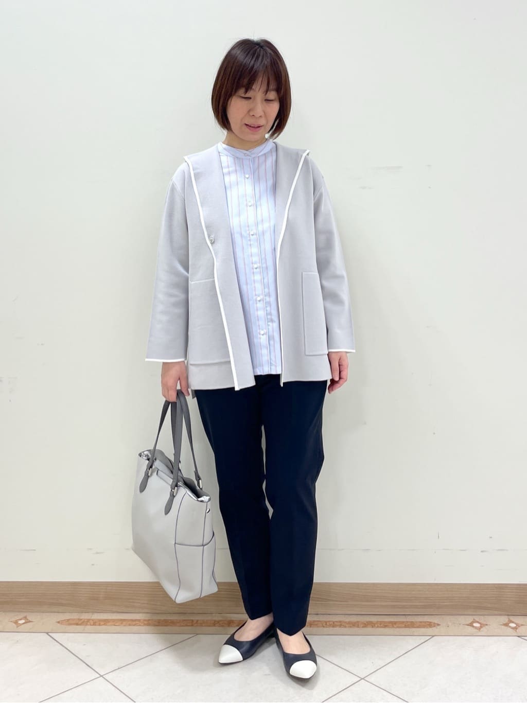 hanaさんの「Reflect｜◆【夏SALE／接触冷感／洗える】ストライプコクーンシルエットシャツ」を使ったコーディネート