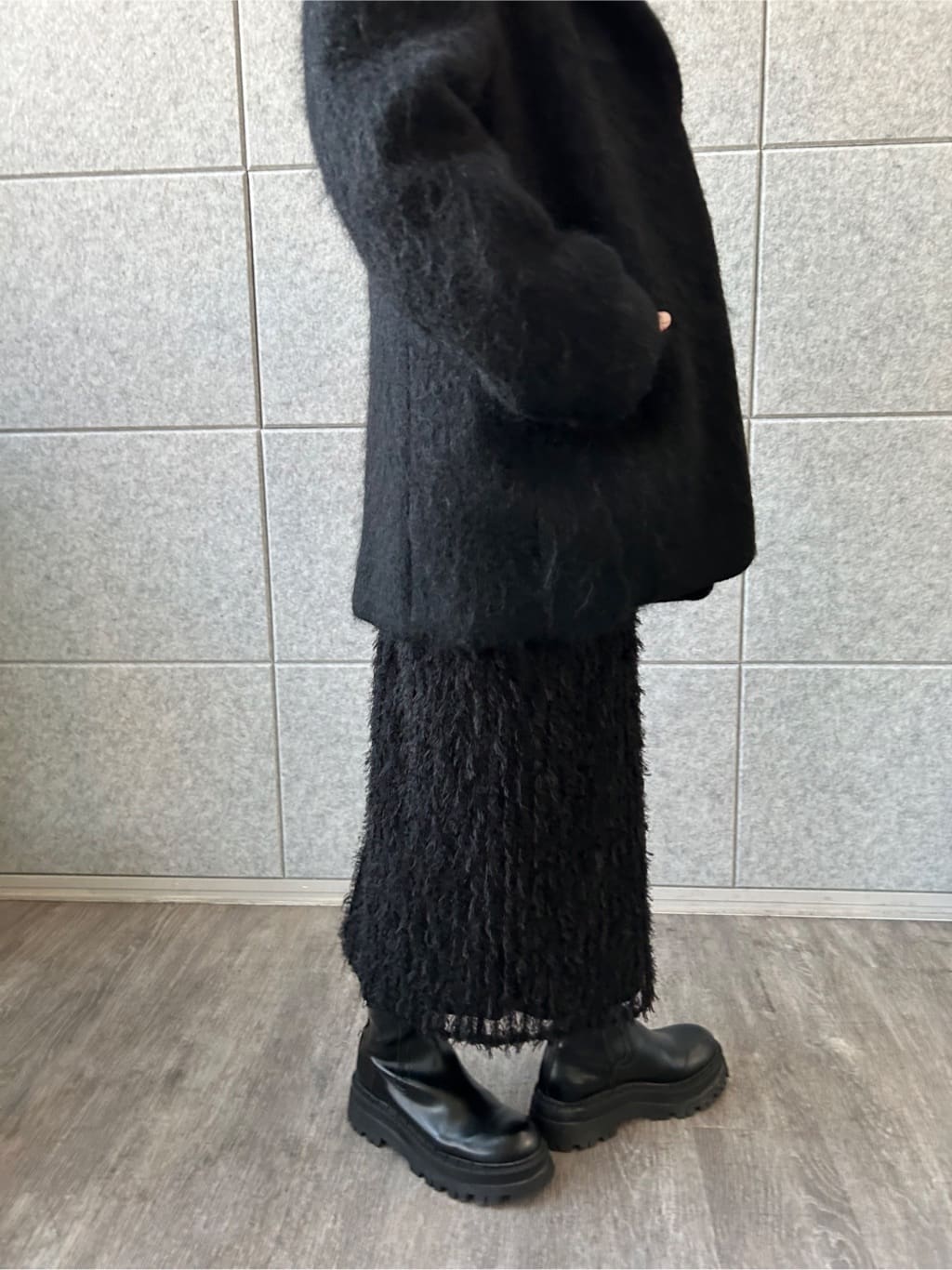 yukoさんの「CODE A｜shaggy jacket coat」を使ったコーディネート