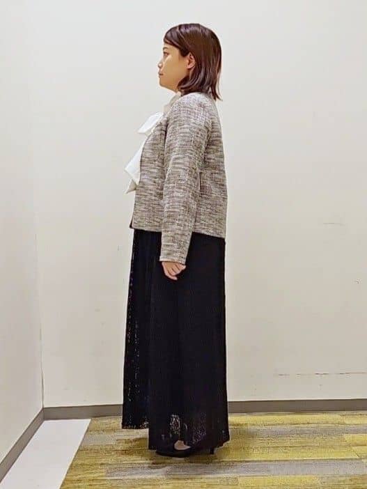 okayuさんの「THE SHOP TK｜◆【ONOFF活躍/セレモニー/通勤】ツイードノーカラージャケット/洗える」を使ったコーディネート