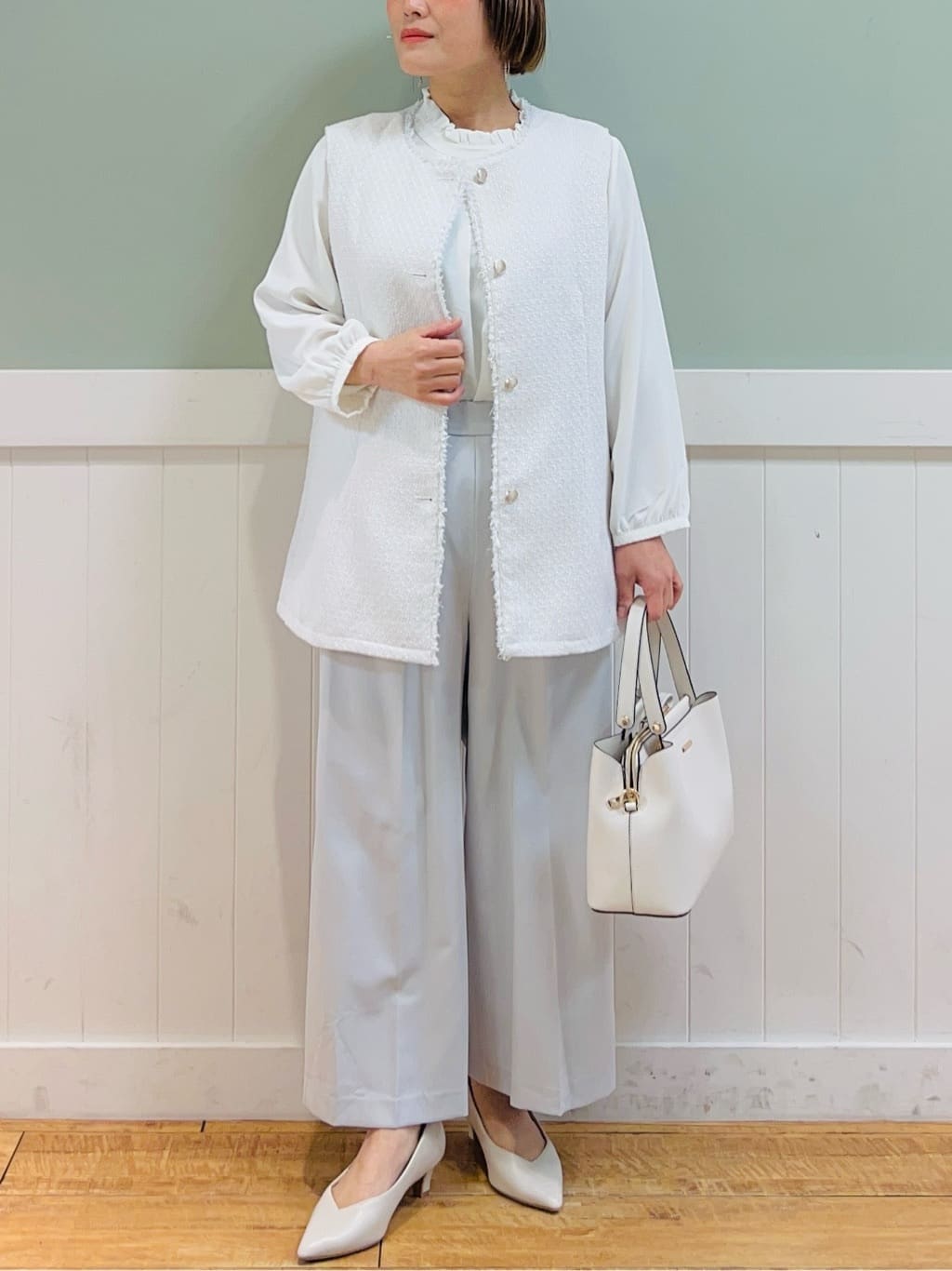 タナさんの「SHOO･LA･RUE｜【S-5L/洗濯機可/2WAYストレッチ】ダブルクロスワイドパンツ」を使ったコーディネート