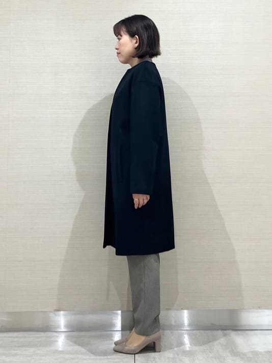 なつよさんの「UNTITLED｜【日本製／通勤／フォーマル】カシミヤ混ノーカラーコート」を使ったコーディネート