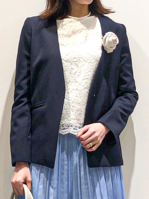 もんちゃんさんの「OPAQUE.CLIP｜《通勤／セットアップ対応》Vネックジャケット／ダブルクロス【洗濯機洗い可】」を使ったコーディネート