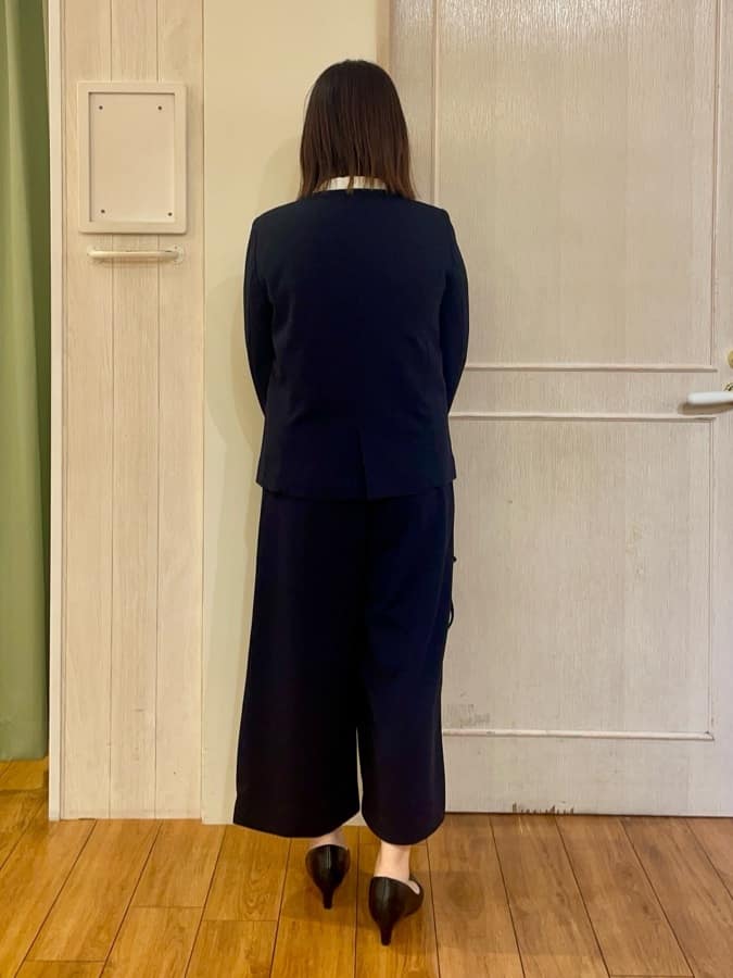 kumaさんの「SHOO･LA･RUE｜◆【洗える/S-3L/セットアップ可】セレモニーや通勤に カットジョーゼット Vネックジャケット」を使ったコーディネート