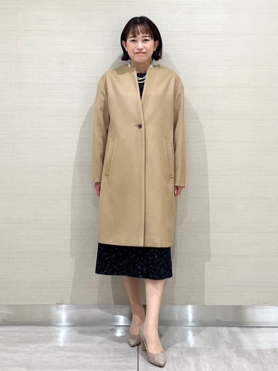 なつよさんの「UNTITLED｜【日本製／通勤／フォーマル】カシミヤ混ノーカラーコート」を使ったコーディネート