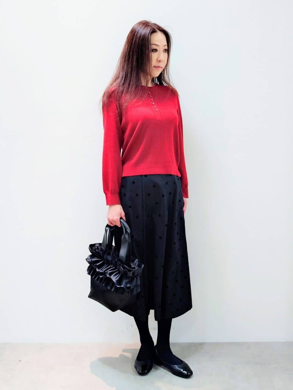 yoshiさんの「Reflect｜◆ドットプリントフレアスカート」を使ったコーディネート