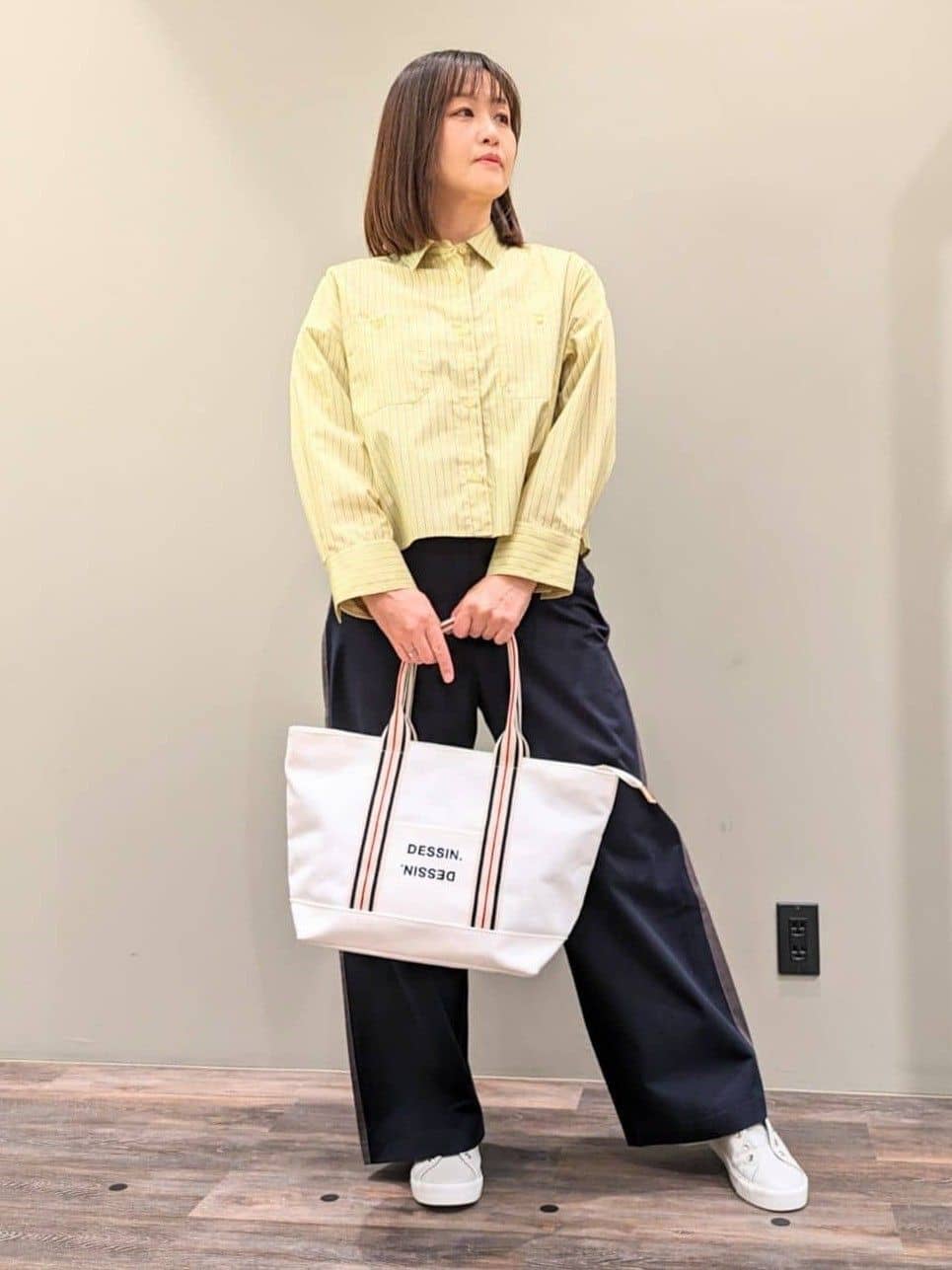 ricoさんの「Dessin｜◆【洗える・4サイズ展開】ポケット付きクロップド丈シャツ（XS～L）」を使ったコーディネート
