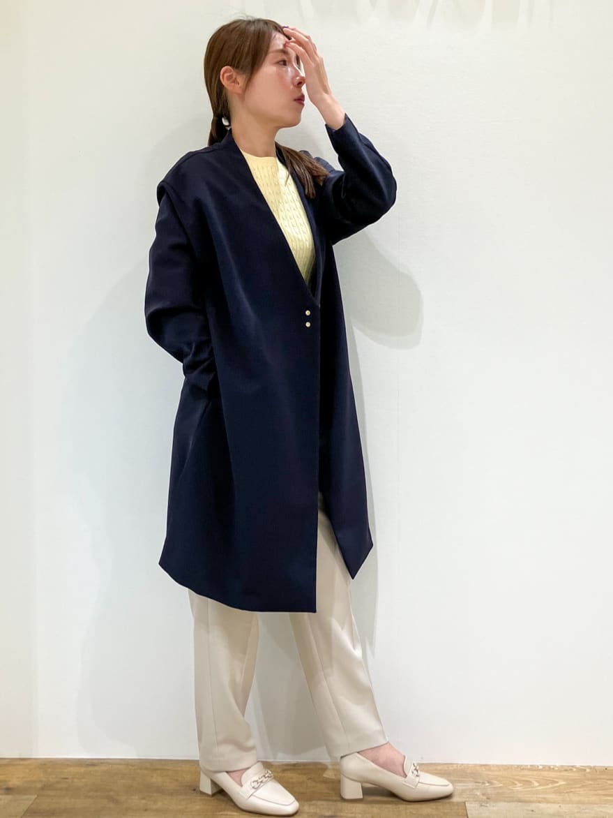  Maruさんの「OPAQUE.CLIP｜◆ストレッチノーカラーコート【洗濯機洗い可／イージーアイロン】」を使ったコーディネート